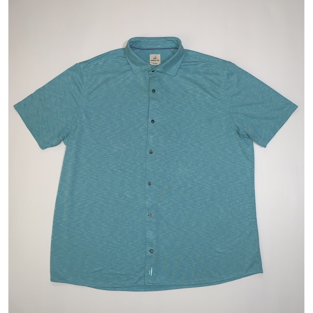 Johnnie O Hanging Out Button Shirt XXL Golf Polo heathered Teal aqua blue casual